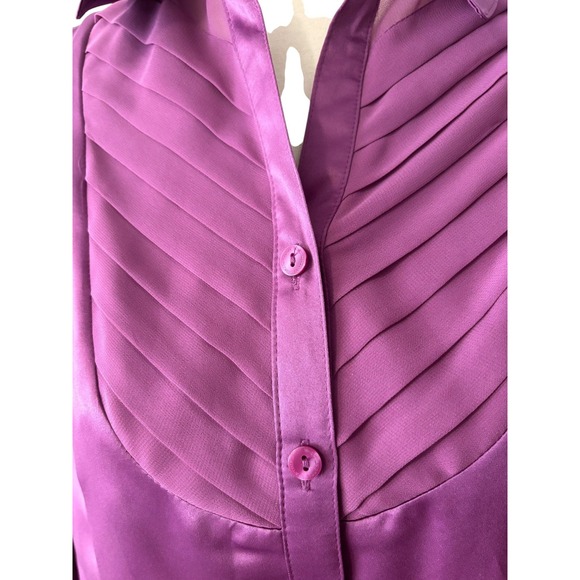 Romantic Purple Long Sleeve Pleated Blouse SZ Pet Large. Dressy Pirate. Cosplay. - Picture 3 of 10